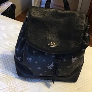 Coach Black and Gray Leather Backpack